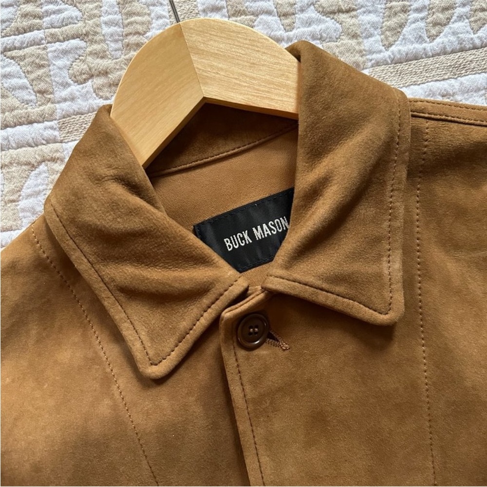 *NWOT* 100% Genuine Leather Buck Mason Mojave Suede Field Shirt, Ale - Picture 5 of 9